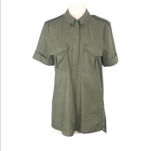 Equipment Femme Olive Short Sleeve Popover Top XS